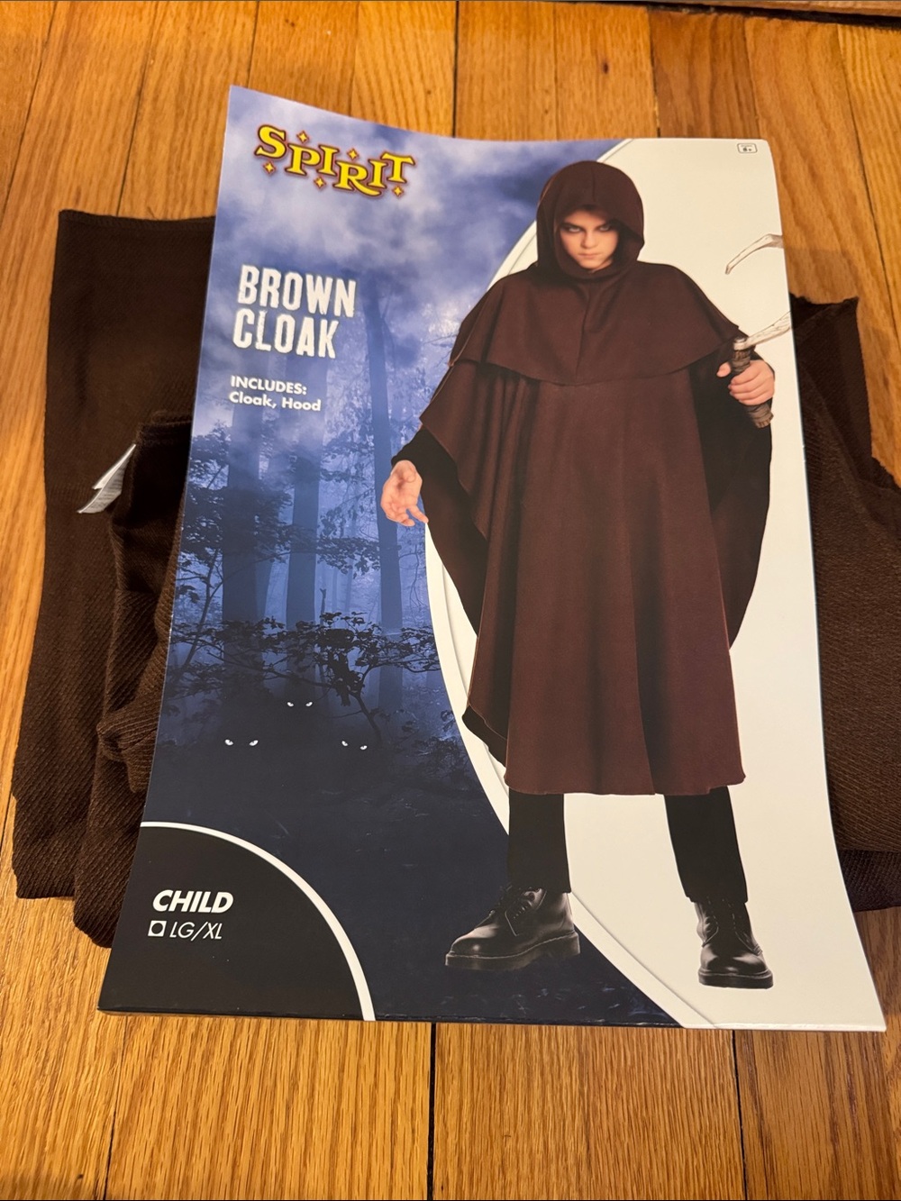 Spirit Halloween Brown Hooded Cloak, child L/XL